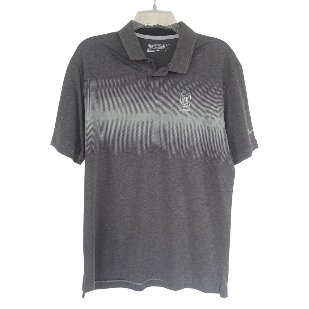 Nike Golf Tour Performance Dri-FIT Polo Shirt Mens Medium Gray Sea Island Logo